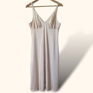 Vintage Warner's Frostings Slip | 34"‎ Length | Nude| Lace Detail | Made in USA